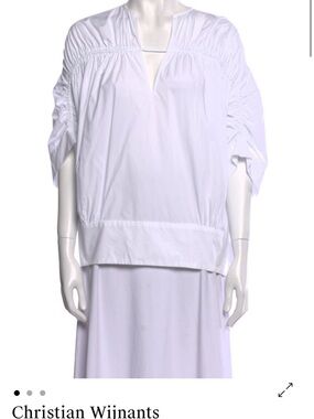 Christian Wijnants White Ruched-Sleeve Blouse
